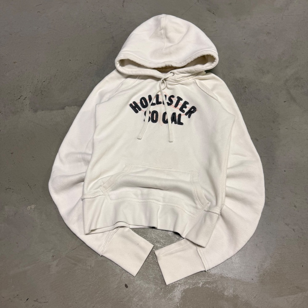 Hollister So Cal Graphic Hoodie Cream Off White Pullover Large